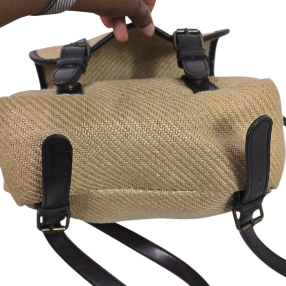 Gap Vintage Backpack Bag Tan Beige Straw Raffia Pockets Rucksack Adjustable Soft main image 6